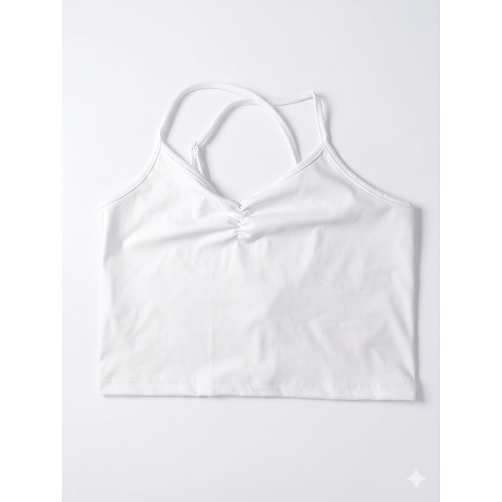 Francesca's White Cinched Front‎ Cami Crop Top Adjustable Straps Size M NWT